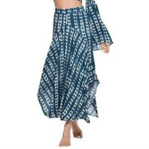 Bohemian Tie Dye Asymmetrical Maxi Skirt Teal